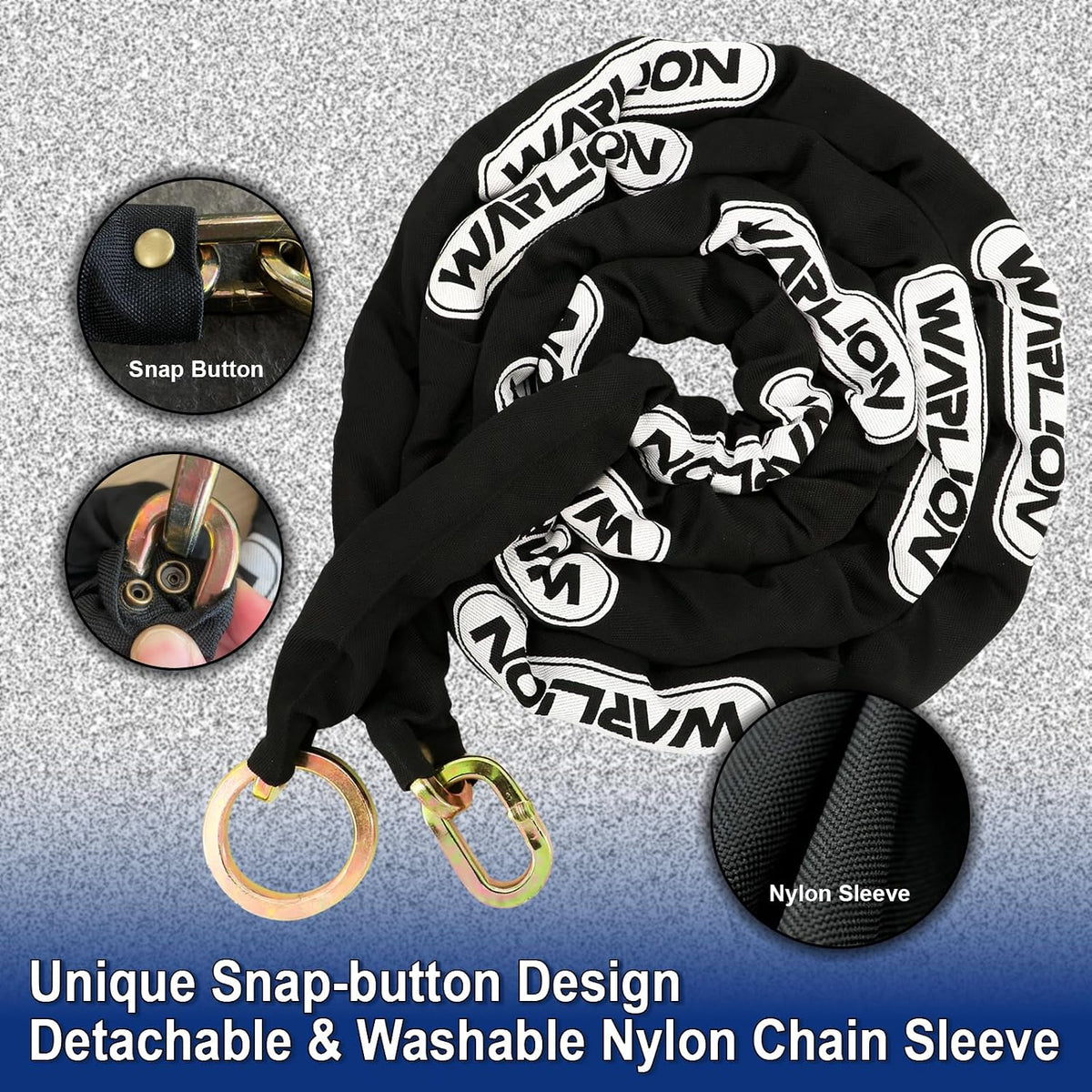 Heavy Duty Security Chain, 15ft x 3/8in (9mm) Thick, Anti-Theft & Cut-Proof Motorcycle Chain with Cinch Ring - Secure Generators, ATVs, Ebikes & 2-Wheeled Vehicles