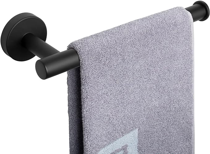NearMoon Hand Towel HolderTowel Ring, Thicken Stainless Steel Hand Towel Bar for Bathroom, Rustproof Wall Mounted Towel Rack, Contemporary Style Bath Accessories, 9 Inch (1 Pack, Matte Black)