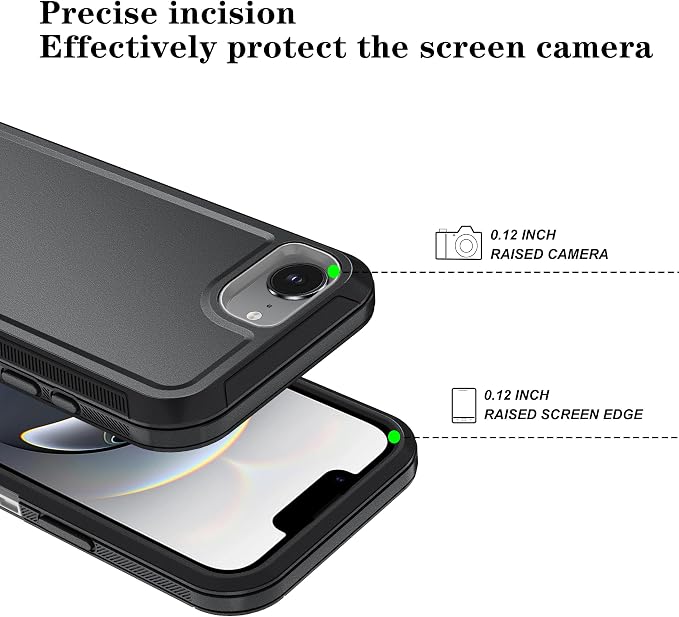 ONOLA Compitable with iPhone 16e Case & iPhone 17e Case with HD Screen Protector, [2 in 1 ] Heavy Duty Protection Phone Case for iPhone 16e /17e 6.1" (Black Grey)