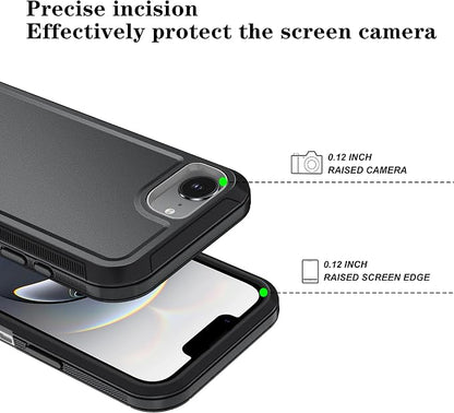 ONOLA Compitable with iPhone 16e Case & iPhone 17e Case with HD Screen Protector, [2 in 1 ] Heavy Duty Protection Phone Case for iPhone 16e /17e 6.1" (Black Grey)