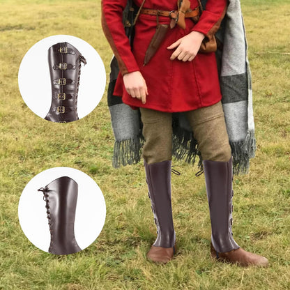 NUMJAW Medieval Boot Covers Men's Pirate Costume Boots Cover Renaissance Shoes Halloween Steampunk Viking Pirate Accessories