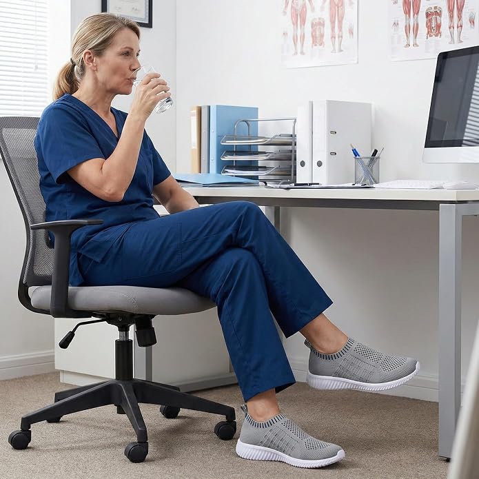 Breathable mesh upper, memory foam insole, slip-resistant sole for all-day comfort during work, workouts, or everyday wear.