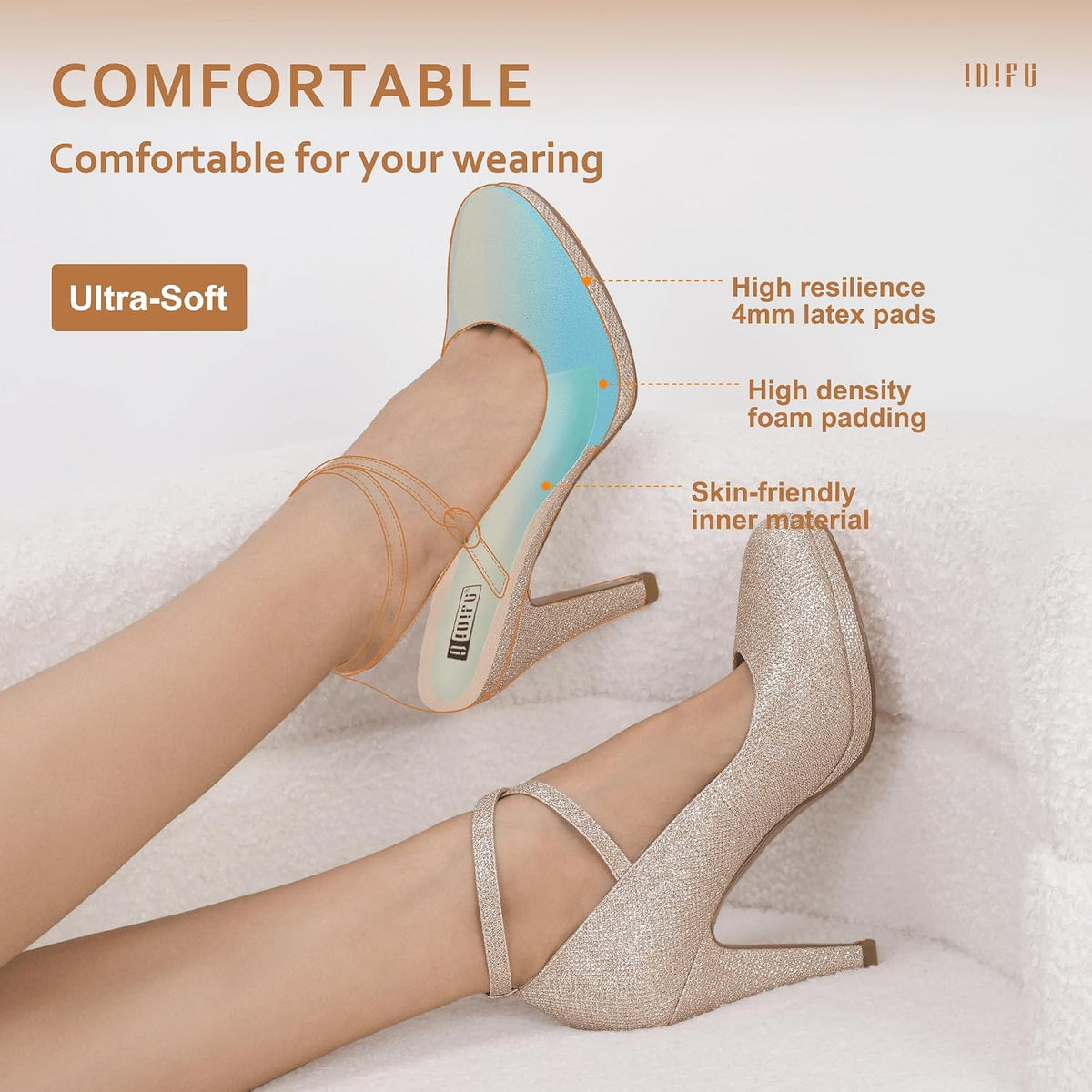 Women's Tracy Platform High Heels Closed Toe Pumps Strappy Cross Ankle Strap Shoes for Casual Work Wedding