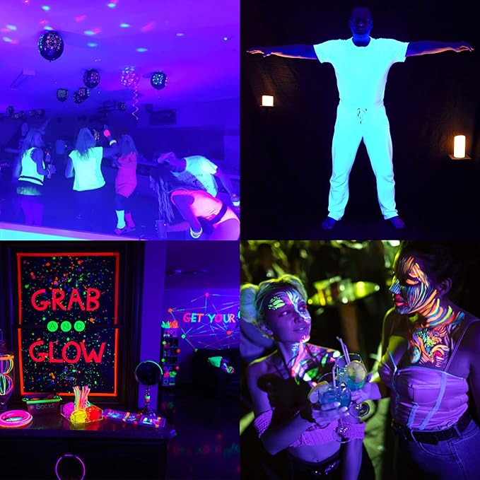 UV Black Light Bar, 25W Upgraded LED Blacklight Tube,395-405nm, Light Up 15x15ft Area, PlugSwitch5ft Power Cord, Black Lights for Glow Party, Posters, Room, Bedroom Decor, Halloween, Birthday