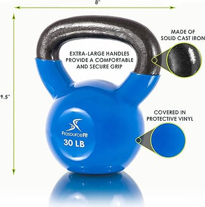 ProsourceFit Vinyl Coated Cast Iron Kettlebells for Full Body Fitness Workouts