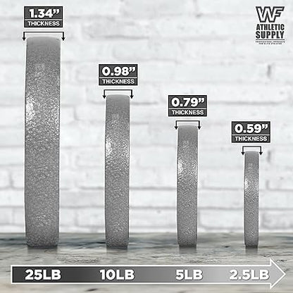 WF Athletic Supply Cast Iron 1-Inch Standard Grip Weight Plate for Strength Training, Charcoal or Gray Color - Pair