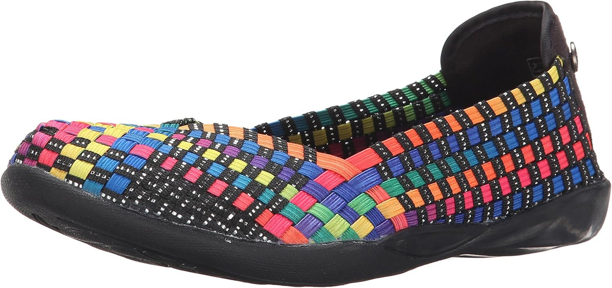 Size 7.5, Bernie Mev Catwalk Women's Stretch Woven Slip On Flat Shoes for Women .