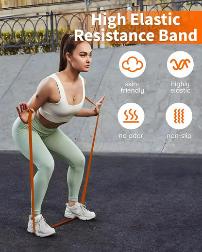 Fitense Resistance Bands Set - Pull Up Bands for Men Women, Exercise Bands Resistance with Door Anchor, Training Poster & Pouch for Body Stretching, Pull Up Assist