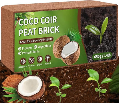 Coco Coir Bricks Potting Soil, 1 Pcs Natural Organic Compressed Coconut Fiber Soil Alternative to Peat Moss for Indoor Outdoor Plants Gardening Flowers Vegetables and Herbs