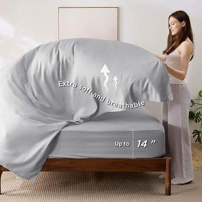 Bedsure Full Size Comforter Set - 7 Pieces Reversible Grey Bedding, Full Size Bed Set for All Seasons, Bed in a Bag with Down Alternative Comforter, Sheets, Pillowcases  Shams