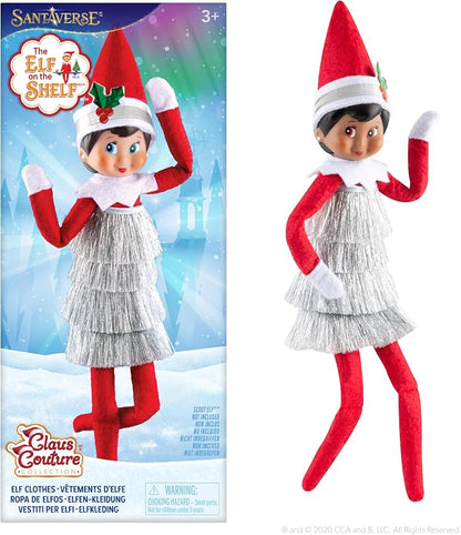 The Elf on the Shelf Claus Couture Collection Tiny Tinsel Dress -( Dazzling Vintage Elf Dress - Scout Elf Not Included )