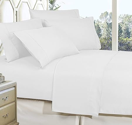 Elegant Comfort Premium Hotel Quality 1-Piece Flat Sheet, Luxury and Softest 1500 Premium Hotel Quality Microfiber Bedding Flat Sheet, Wrinkle-Free, Stain-Resistant, TwinTwin XL, White
