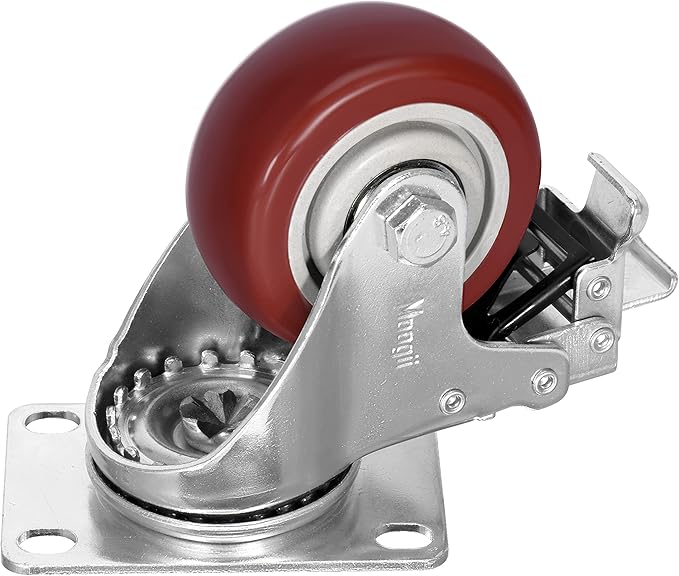 3 inch Heavy Duty Casters Load 1500lbs,Lockable Bearing Caster Wheels with Brakes,Swivel Casters for Furniture and Workbench,Set of 4 (Free Screws)
