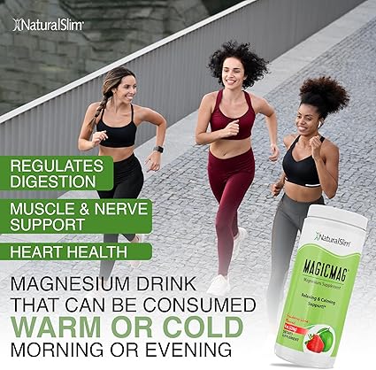 NaturalSlim Magicmag Pure Magnesium Citrate Powder  Stress, Constipation, Muscle, Heart Health, and Sleep Support  Natural Strawberry  Lime Flavored Magnesium Supplement - 8oz Drink Mix (Solo)