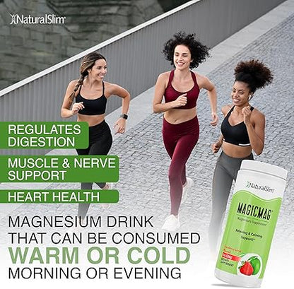 NaturalSlim Magicmag Pure Magnesium Citrate Powder  Stress, Constipation, Muscle, Heart Health, and Sleep Support  Natural Strawberry  Lime Flavored Magnesium Supplement - 8oz Drink Mix (Solo)