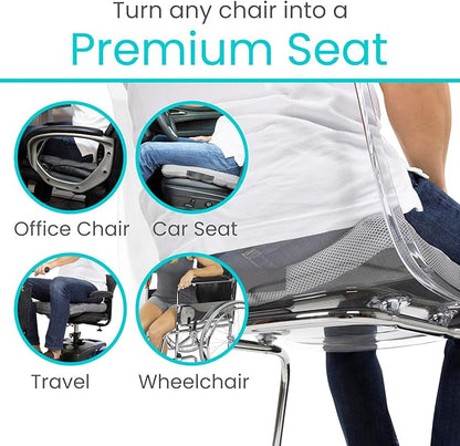 Vive Air Inflatable Seat Cushion - Adjustable Air Pressure Relief Seat, Portable - Waffle Style Tailbone Pad for Back Support, Sciatica, Coccyx Pain - for Car, Office Chair, Wheelchair
