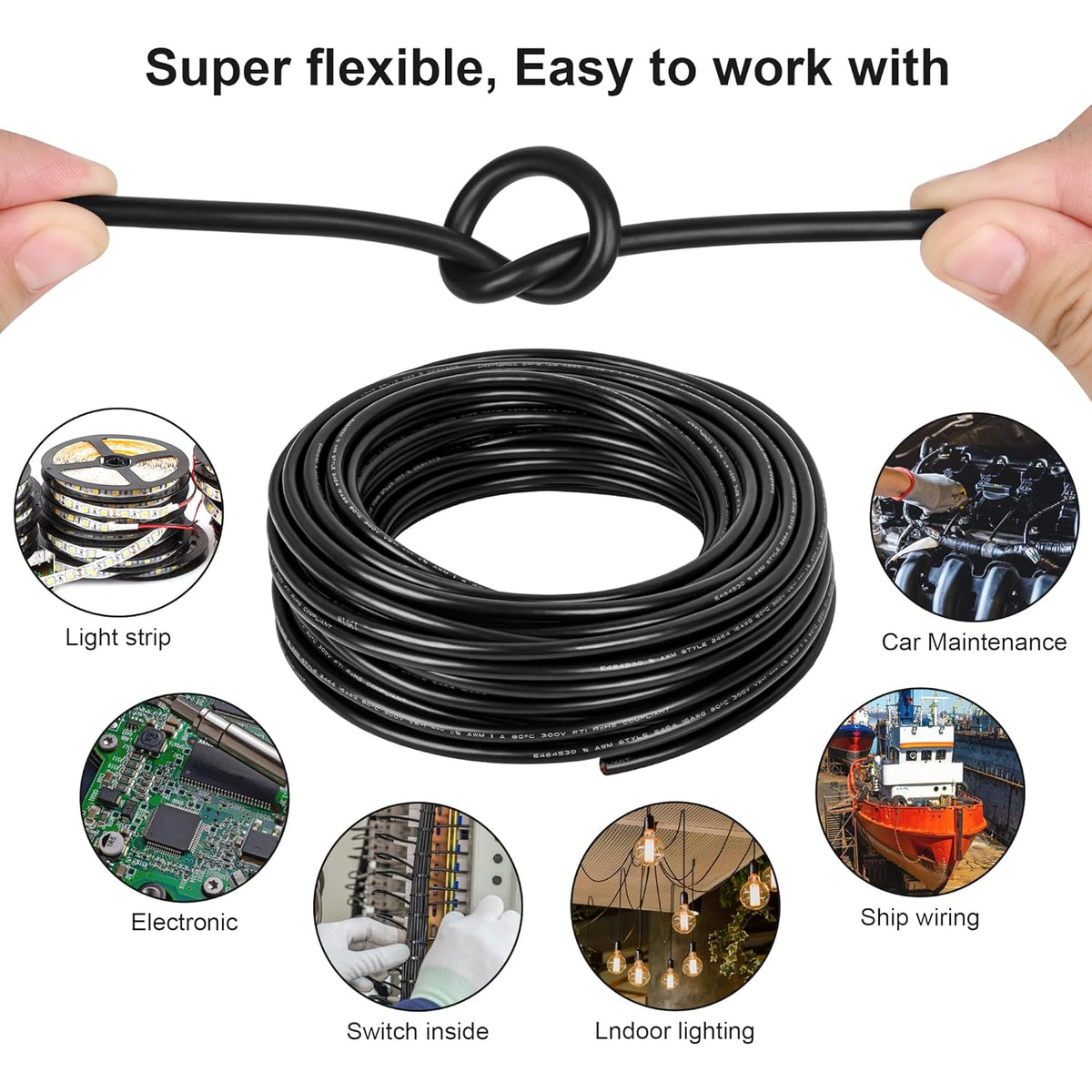 18 Gauge Wire 3 Conductor,18 AWG Electrical Wire Stranded PVC Cord Oxygen-Free Copper Cable,300 FT Tinned Copper Hookup Wire Cord for LED Lamp Lighting Strips Automotive (300FT, 18AWG-3C)