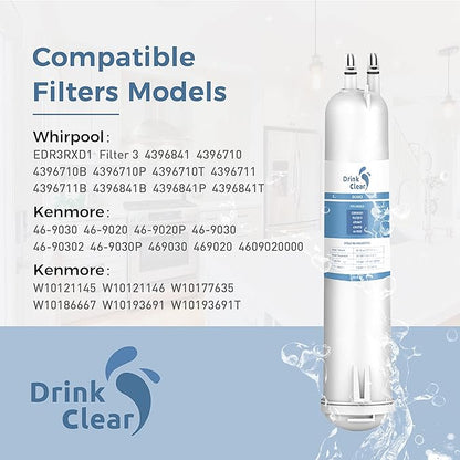 EDR3RXD1 Water Filter Replacement, Compatible with 4396841, Filter 3, 4396710, Kenmore 46-9083, 46-9030 Refrigerator Water Filter, 1 Pack