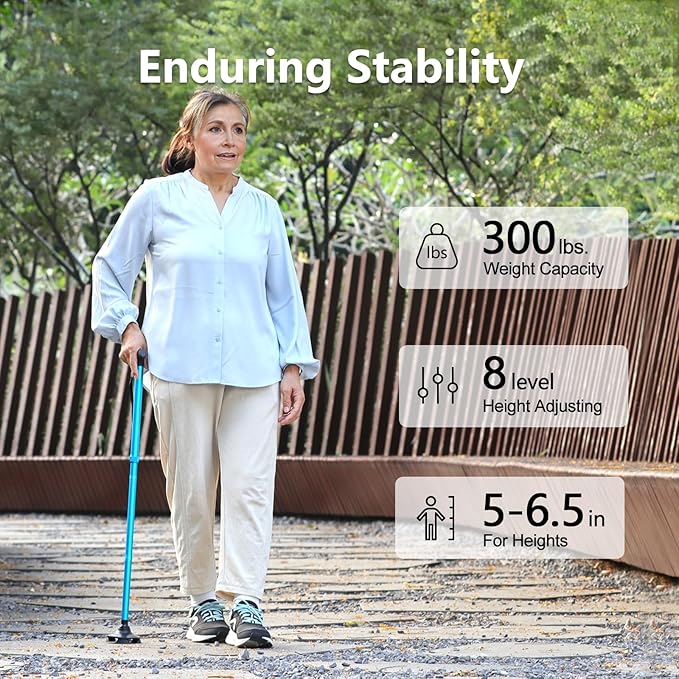Walking Cane for Men  Women - Folding, Adjustable, Lightweight, Walking Canes for Seniors Balance, Free Standing, Pivot Tip, Soft Handle, Foldable Walking Sticks with Travel Bag