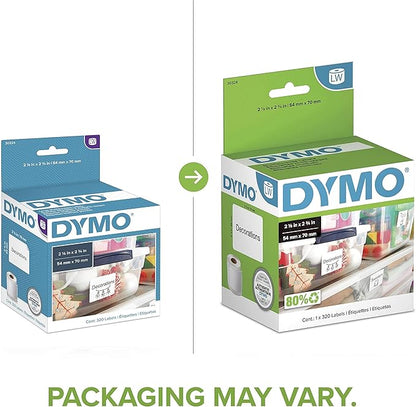 DYMO Authentic LW Large Multi-Purpose Labels, DYMO Labels for LabelWriter Label Printers, 2-18" x 2-34", 1 Roll of 320