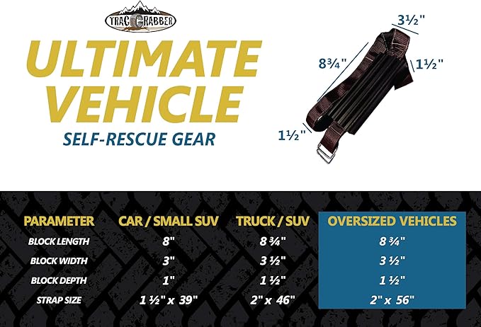 TRACGRABBER Tire Traction Device for Oversized Tires on TrucksSUVs, Set of 2 - Made in the USA, Easy to Install, Get Unstuck Fast from Snow, Mud  Sand - A Snow Traction Mat or Snow Chain Alternative