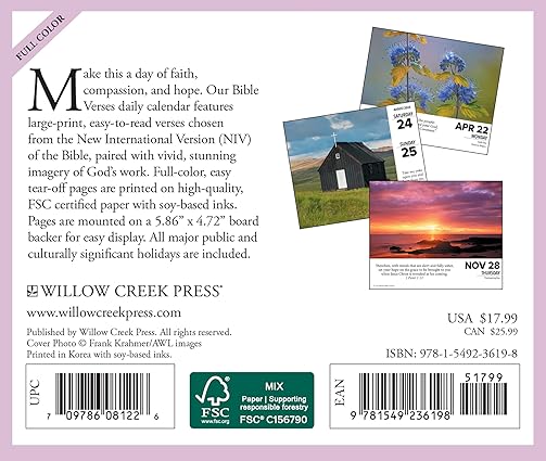 Willow Creek Press Bible Verses Daily 2024 BoxDesk Calendar (5.86" x 4.72")