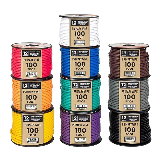 Cablectric 12 Gauge Copper Clad Aluminum Primary Wire Single Roll- 100 Ft of Wire- Black 1pc