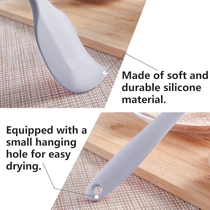 Gray Rubber Spatula for Kitchen Use, DUFEIMOY 10.8In Silicone Spatulas for Cooking Heat Resistant, Flexible Small kitchen Spatula for Kitchen Nonstick Cookware, Seamless  Dishwasher Safe