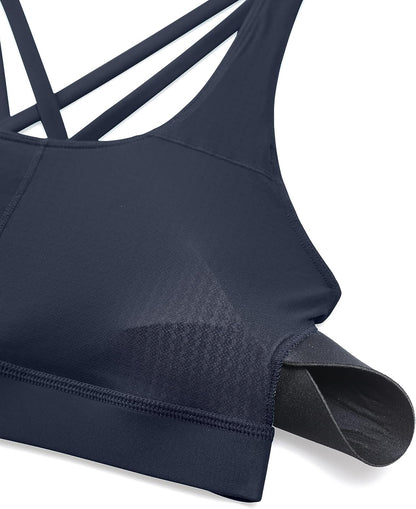CRZ YOGA Naked Feeling Strappy Sports Bras Medium Support, Removable Pads, Yoga, Sleek, Scoop Neck, for Women