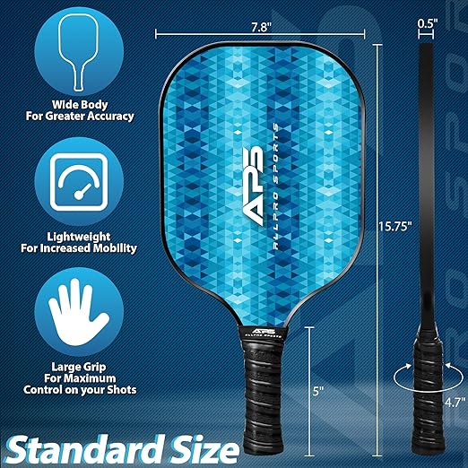 Pickleball Paddles Set of 2 -USAPA Approved with Bag- 2 Outdoor Balls and 2 Indoor Balls - Lightweight -Fiberglass Honeycomb Core - Modern Design- Great Gifts Men & Women