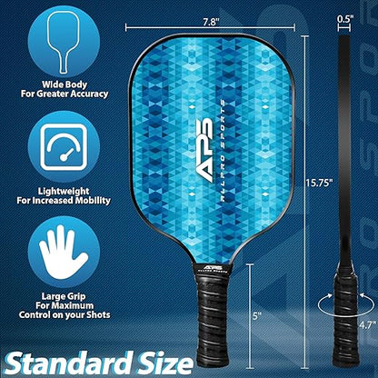 Pickleball Paddles Set of 2 -USAPA Approved with Bag- 2 Outdoor Balls and 2 Indoor Balls - Lightweight -Fiberglass Honeycomb Core - Modern Design- Great Gifts Men & Women