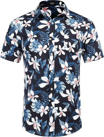 COOFANDY Mens Hawaiian Shirts Short Sleeve Casual Button Down Tropical Beach Shirt