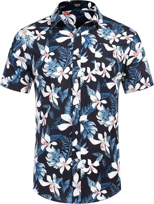 COOFANDY Mens Hawaiian Shirts Short Sleeve Casual Button Down Tropical Beach Shirt