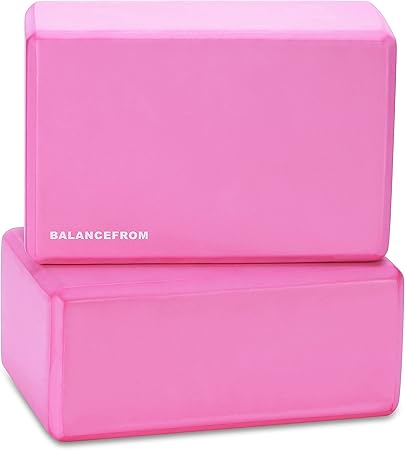 Set of 2 High Density Yoga Blocks, 9"x6"x4" Each, Pair, Multiple Colors