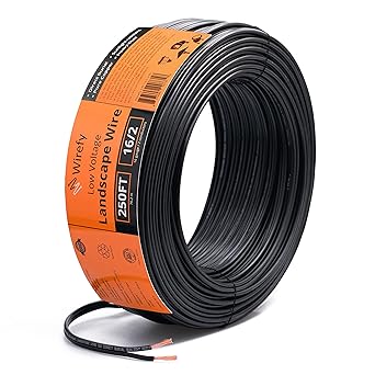 Wirefy 162 Low Voltage Landscape Lighting Copper Wire - Outdoor Direct Burial - 16-Gauge 2-Conductor 250 Feet  Landscape Lighting Wire  Low Voltage Wire 162  162 Landscape Wire