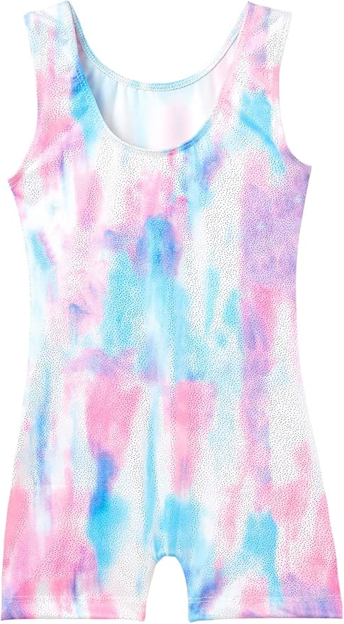 Domusgo Gymnastics Leotards for Girls Sparkly One-Piece Pro Kids Unitard Biketards with Shorts #1