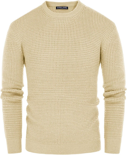 PJ PAUL JONES Mens Pullover Sweater Waffle Textured Long Sleeve Knitted Sweaters