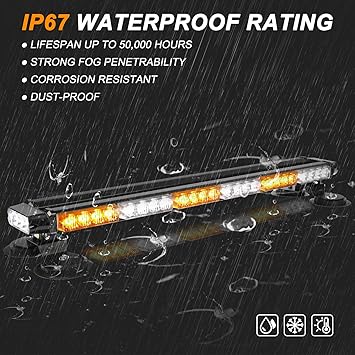 ASPL 29.5" 54 LED Strobe Light Bar Double Side Flashing High Intensity Emergency Warning Flash Strobe Light with Magnetic Base for Safety Construction Vehicles Tow Trucks Pickup (AmberWhite)
