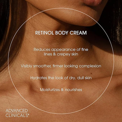 Advanced Clinicals Retinol Body Lotion  Face Moisturizer  Visible Anti Aging Skin Care Retinol Body Cream For Women  Men Targets Look Of Fine Lines, Wrinkles,  Crepe Looking Dry Skin, 16 Ounce