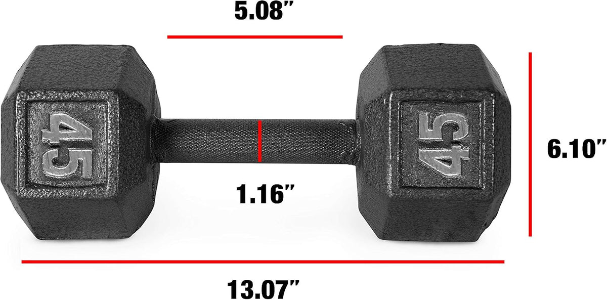 CAP Barbell Black Cast Iron Hex Dumbbell | 5-120 LBs | Single or Pair