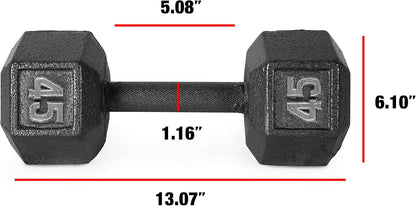 CAP Barbell Black Cast Iron Hex Dumbbell | 5-120 LBs | Single or Pair
