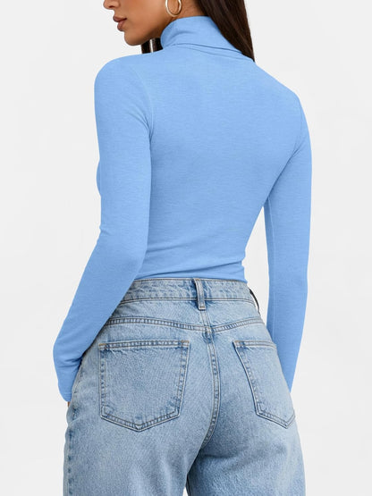 Trendy Queen Women's Turtleneck Long Sleeve Shirts Basic Underwear Tops Winter Clothes