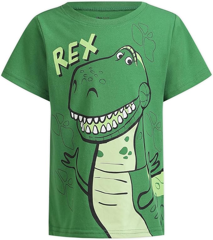 Disney Toy Story Woody, Buzz and Rex Boys Short Sleeve T-Shirt 4 Pack for Toddler and Little Kids