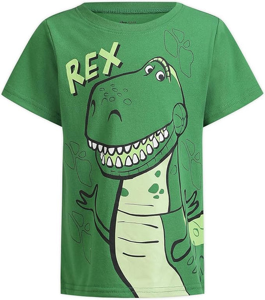 Disney Toy Story Woody, Buzz and Rex Boys Short Sleeve T-Shirt 4 Pack for Toddler and Little Kids
