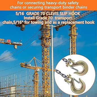 JMIATRY 4 Packs 516 Clevis Slip Hook,516 Inch Chain Hooks 70 Forged Heavy Duty Safety Chain Hook for 8mm Chain, 17500 Lbs Capacity