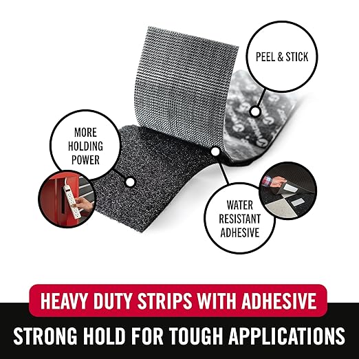 VELCRO Brand Heavy Duty Fasteners  4x2 Inch Strips with Adhesive 8 Sets  Holds 10 lbs  Black Industrial Strength Stick On Tape  Indoor or Outdoor Use (VEL-30703-USA), 8 Count (Pack of 1)
