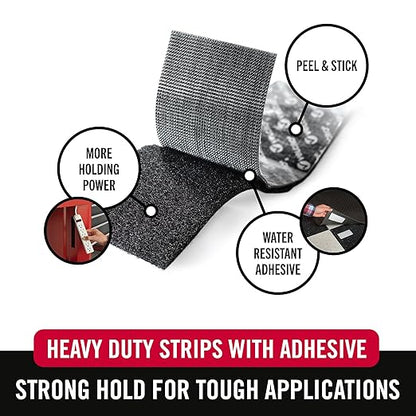 VELCRO Brand Heavy Duty Fasteners  4x2 Inch Strips with Adhesive 8 Sets  Holds 10 lbs  Black Industrial Strength Stick On Tape  Indoor or Outdoor Use (VEL-30703-USA), 8 Count (Pack of 1)
