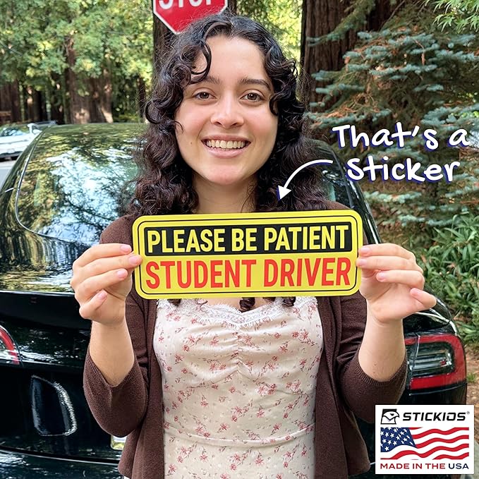 Non-Magnetic Student Driver Stickers - Removable Vinyl Decal Signs for Cars  Windows - Made in USA (10x4 inches, 2-Pack)