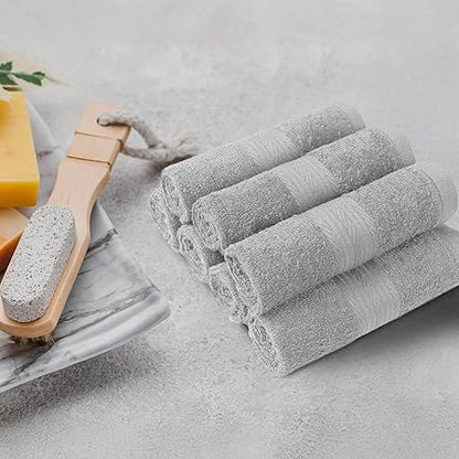 Basics Cotton Washcloths for Face, Soft, Absorbent, 12-Pack, Gray, 12 Inch x 12 Inch