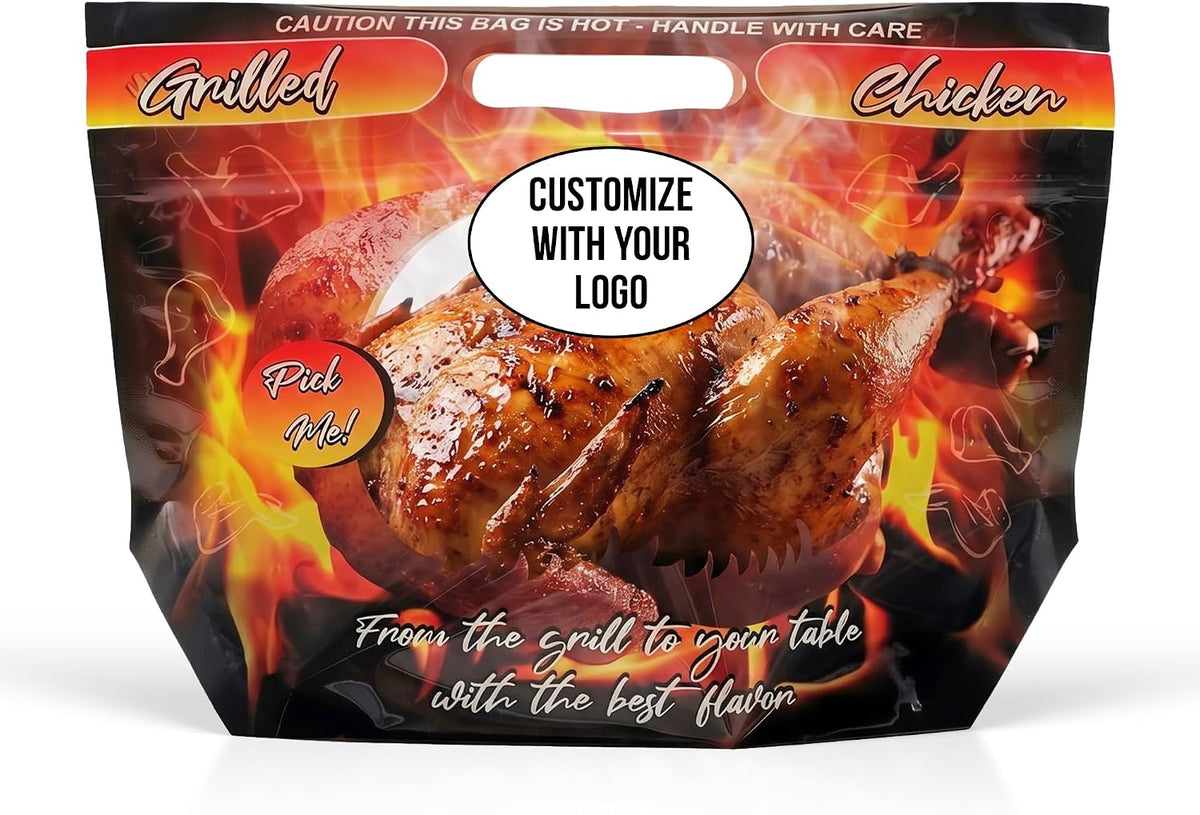 Roast Chicken Bag, Heat Resistant Takeout, 11 count, 62 Micron Anti-Fog Window, Food Delivery, Microwaveable Safe, BPA Free, Not In Original Packaging